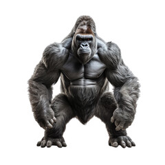 Hyper Realistic 3d render Gorilla, Full length isolated on transparent background.