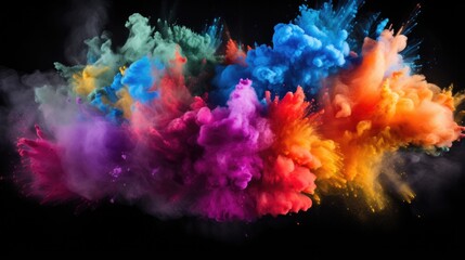 colorful powder explosion against pitch black - stock concepts