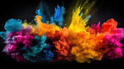 Fototapeta na wymiar colorful powder explosion against pitch black - stock concepts