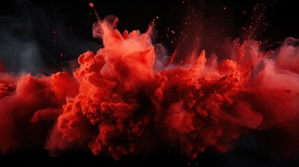 red powder explosion against black - stock concepts