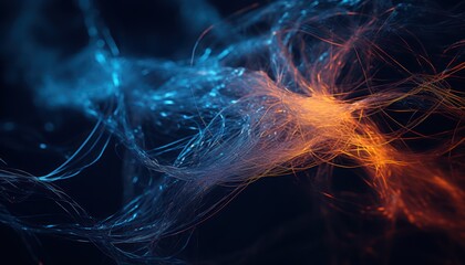 Photo of blurred blue and orange lights creating an abstract and vibrant atmosphere