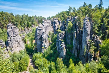 Keuken spatwand met foto Dramatic rock formation "Prachov Rocks" in Bohemian Paradise, Czech Republic. © Menyhert