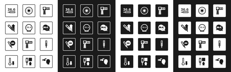 Set Digital thermometer, Medical, Sun, and icon. Vector