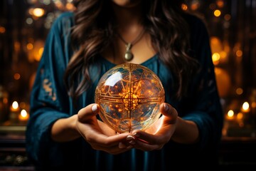 Fototapeta premium witch with a crystal ball to divine the future