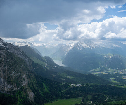 Panoramic view from Kehlsteinhaus, also known as Eagle's Nest. Bavaria, Germany.