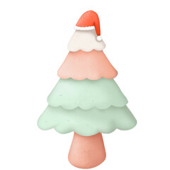 Christmas tree with santa claus hat