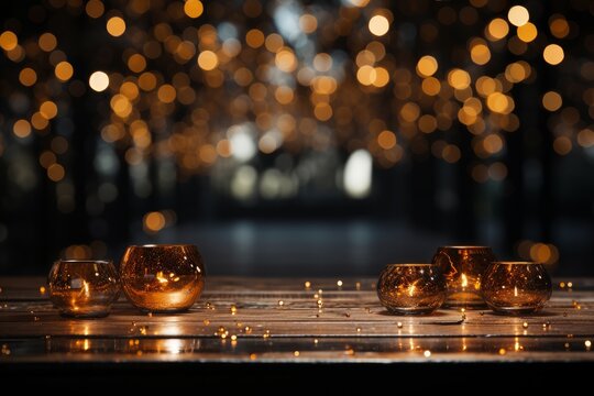 glasses and sparkles with warm tones in a festive ambience