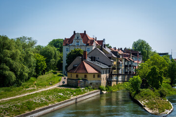 Fototapeta na wymiar Regensburg is the capital of the administrative region of Upper Palatinate in Bavaria in Germany.