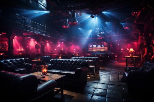 nightclub interior with neon lights