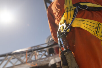 high-altitude worker at a construction site