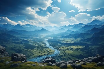 Fototapeta premium landscape of a sunrise from a mountain top