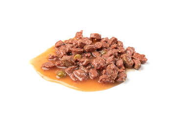 Wet Pet Food Isolated, Cat Diet, Puppy Food Brown Pieces Pile, Dog Meal, Pet Dinner