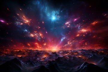 image of deep space with purple gas nebulae