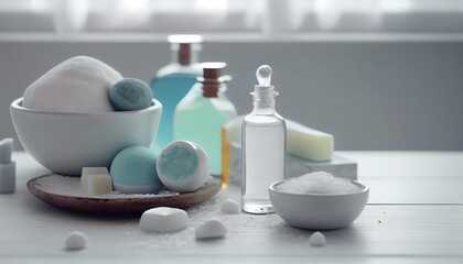 Fototapeta na wymiar soap and bath salt or SPA products. Generative in ai