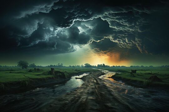 dramatic sky in a great autumn storm