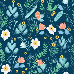 Seamless Pattern With Floral Motifs able