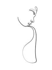 A nude woman's back is drawn in one line style. Expressing with body. Printable wall art.