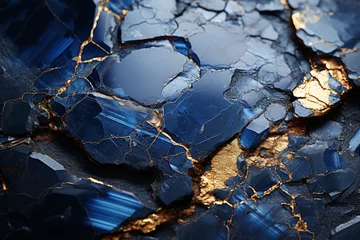 Tuinposter lapis lazuli gemstones glittering after polishing © jechm