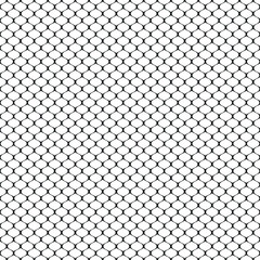 Fototapeta premium Metallic black mesh on a white background. Geometric texture. Interlaced wavy lines. Monochrome linear waves fence. Seamless repeating pattern. Vector illustration.