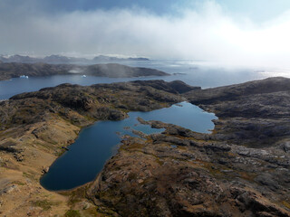 foggy mountains in greenland