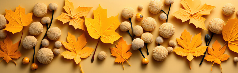 Autumn background banner with colorful falling leaves