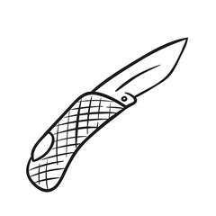 Pocket folding knife. Hand drawn vector illustration