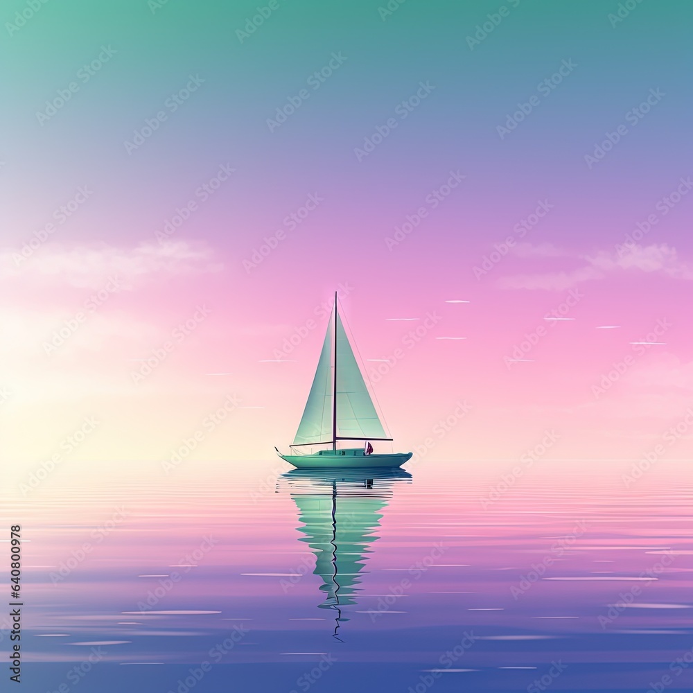 Sticker a sailboat floating in the ocean on a clear day. generative ai