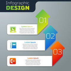 Set Telephone 24 hours support, Notebook and Outgoing call. Business infographic template. Vector