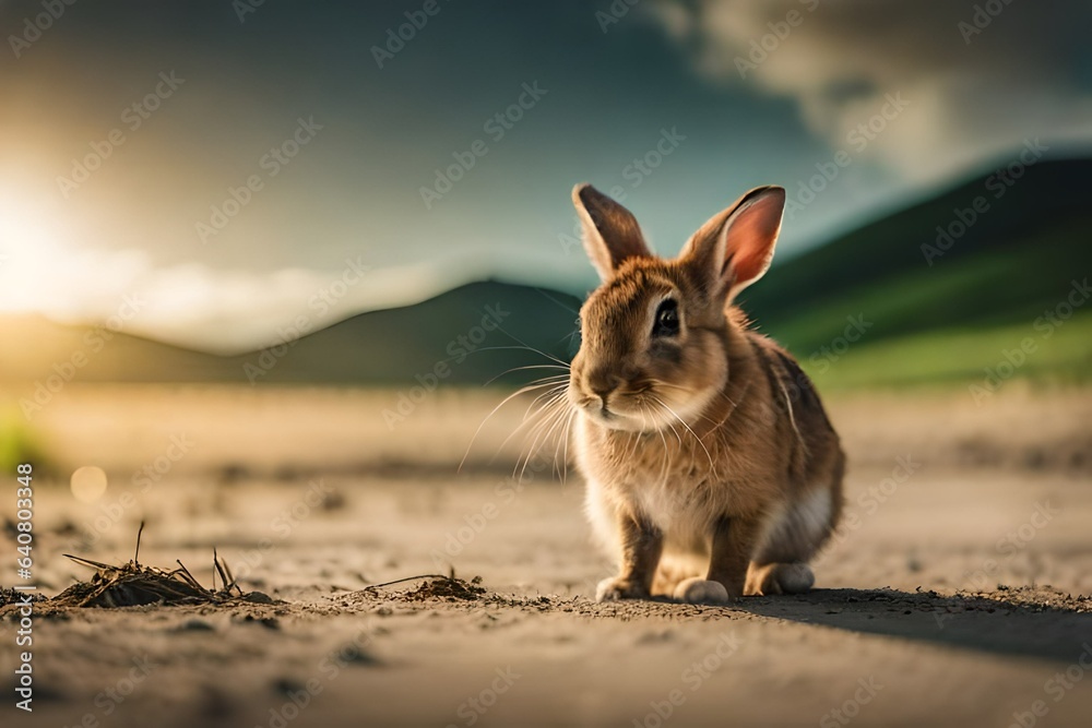 Poster rabbit on the ground