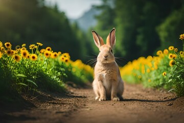 rabbit in the garden - Powered by Adobe