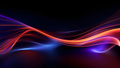 Fototapeta premium Vivid abstract art with blue and red waves against a black background, showcasing dynamic contrast and fluidity