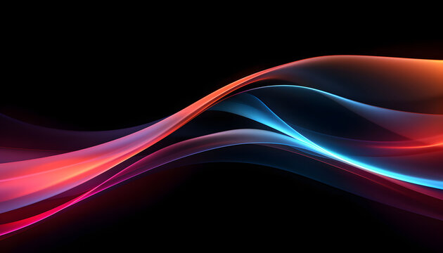 Vivid abstract art with blue and red waves against a black background, showcasing dynamic contrast and fluidity