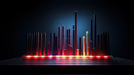 Image of an audio equalizer with bright lines representing musical frequencies.