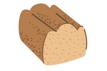 Cartoon bread isolated on white background. Bakery symbol. Flat vector illustration. 