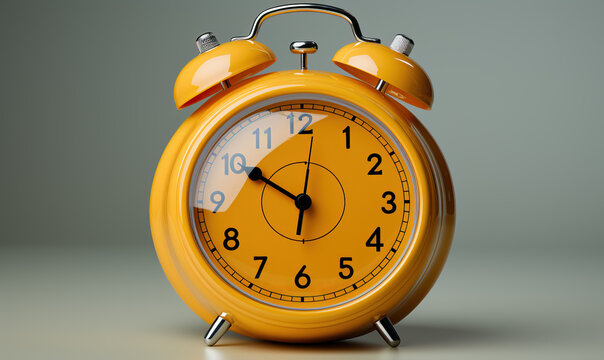 Abstract yellow alarm clock on a light background.