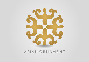 Vintage ornate linear ornaments in Kazakh traditional style. Asian floral designs. Abstract Asian elements of the national pattern of the ancient nomads of the Kyrgyz, Mongols, Kazakhs, Tatars.