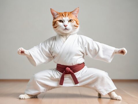 A Cat Sitting On Top Of A Wooden Floor