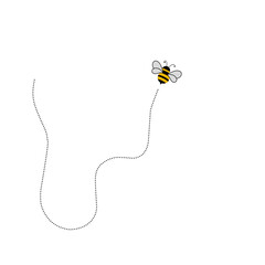 the bees are flying on the route. bee cartoon