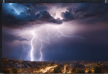 Powerful Captivating Lightning and Thunder Visuals, Striking Visuals and Thunder Imagery. Nature's Light Show Stunning Lightning, Unforgettable Thunder. Catching Nature's Fury. Generative AI