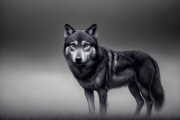 A Black And White Photo Of A Wolf