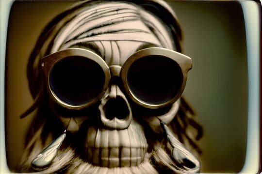 A Skull With A Pair Of Glasses On It'S Face