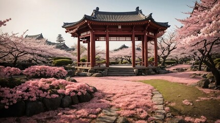 Japanese cherry blossom background with structure