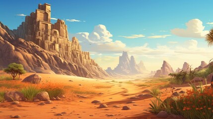 fantastic dunes in the desert ruins of an ancient civilization