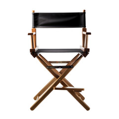 Modern Director chair isolated on transparent background. Brown color director chair made of wood. Concept of film, director and furniture. - obrazy, fototapety, plakaty