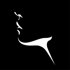 Face profile view. Elegant silhouette of lower part of human face. Vector Illustration