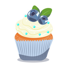 Delicious cupcake. Dessert vector illustration design. blueberry muffins