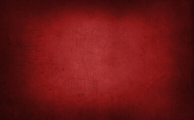 Red textured concrete wall background. Dark edges