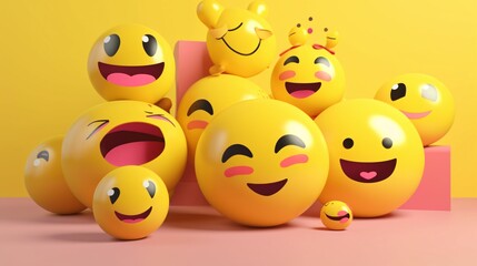 different 3D animated style emoji emoticons smiley, generative AI