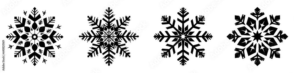 Canvas Prints snowflake icons set. collection of blue snowflakes on white background.
