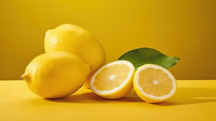  a group of lemons sitting on top of a table.  generative ai